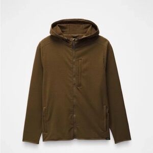 prAna Gridlocked Fleece Hooded Jacket, Rich Earth Brown - Men’s Small